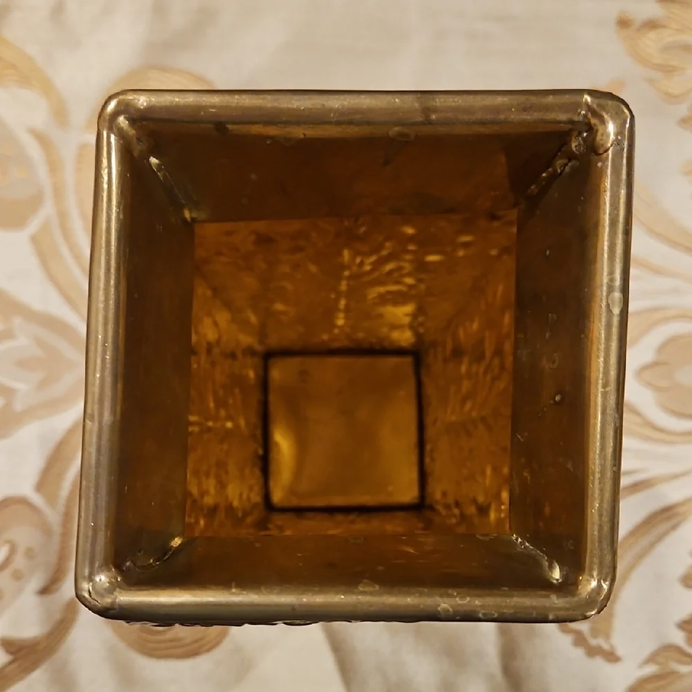 Hosley Classic Collection Embossed Brass Floral Square Top Vase/Umbrella Holder